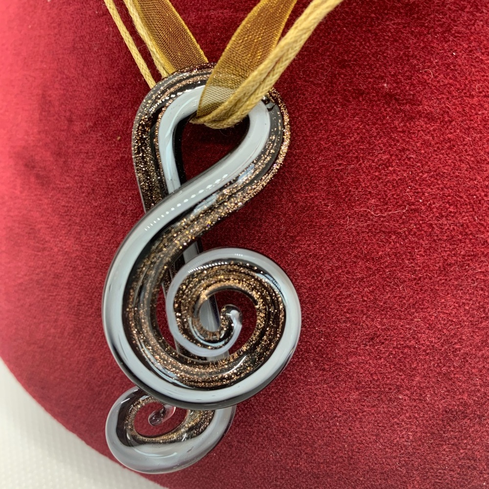 Glass Treble Clef Necklace